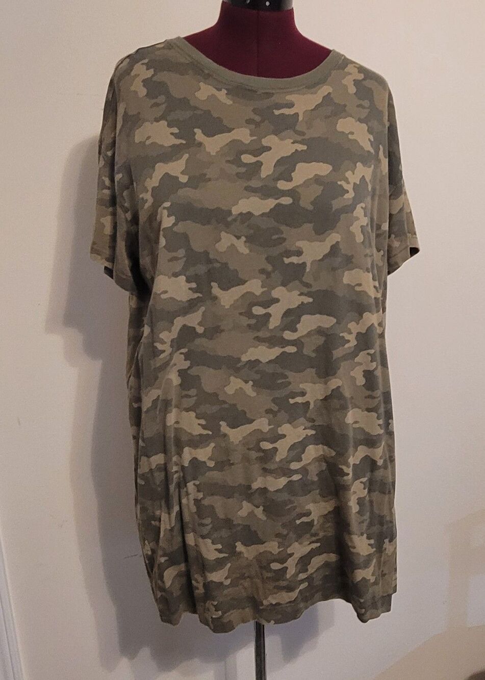 Old Navy Easy T Mini Dress Womens XL Olive Camo Short Sleeve Cotton T Shirt